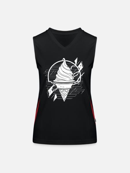 Softeis Zeichnung - Funktionelles Kontrast-Tank Top für Frauen - Schwarz/Rot - Vorne