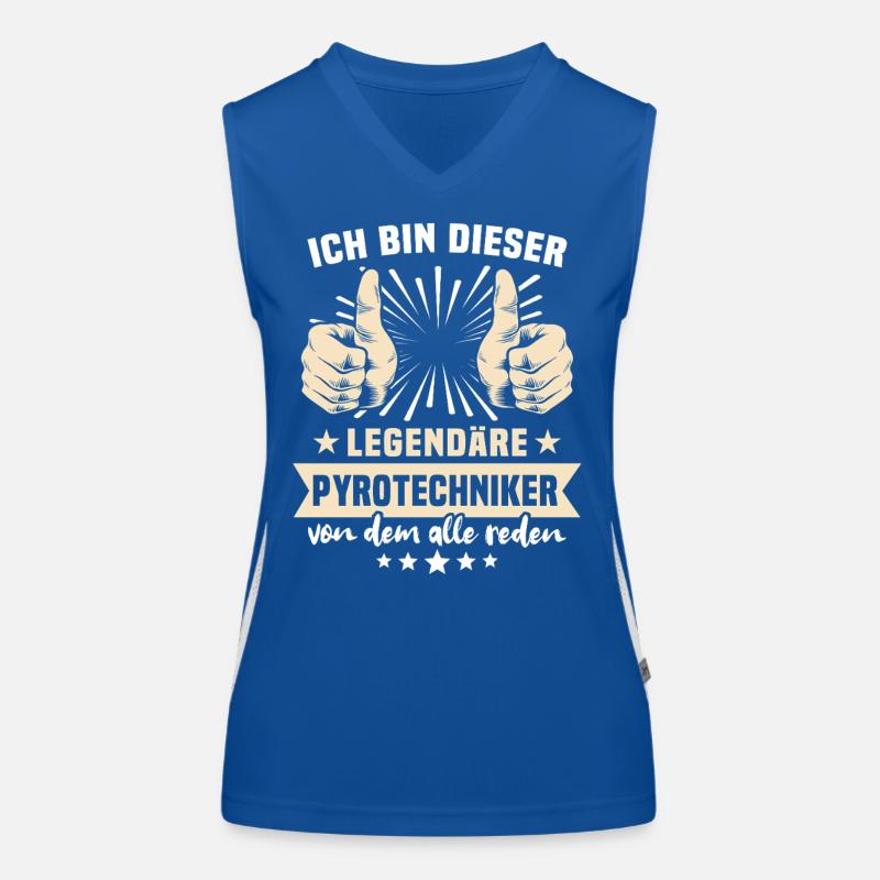 Pyrotechniker Sprüche Funktionelles Kontrast-Tank Top für Frauen
