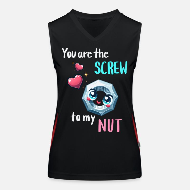 Funny Nut Bolts Pair Design Women's Functional Contrast Tank Top