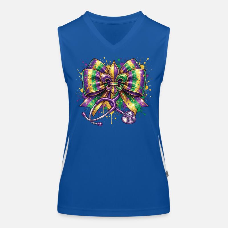 Mardi Gras Krankenschwester Doktorin Fleur De Lys Funktionelles Kontrast-Tank Top für Frauen
