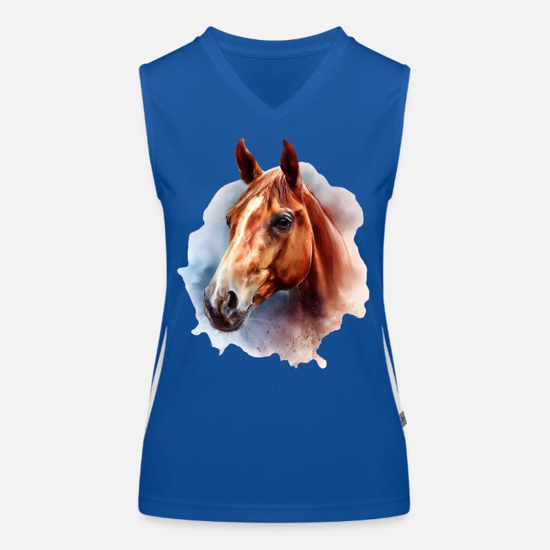 Pferde-Aquarell auf Himmelshintergrund Funktionelles Kontrast-Tank Top für Frauen