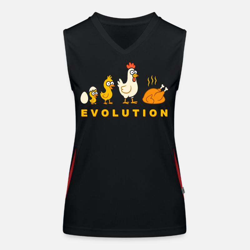 Evolution Chicken Broiler Chicken Funny Women's Functional Contrast Tank Top
