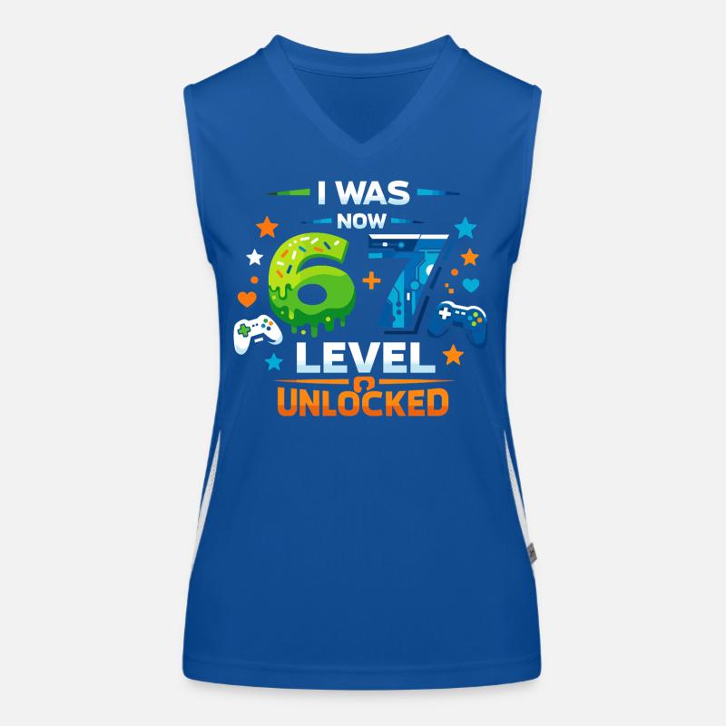 I was 6 Now Level 7 - 67 six seven Funktionelles Kontrast-Tank Top für Frauen