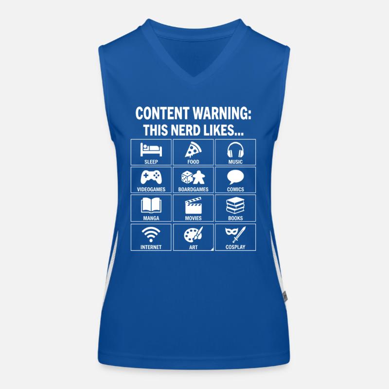 Content Warning – Nerd Culture Hobby Guide Women's Functional Contrast Tank Top