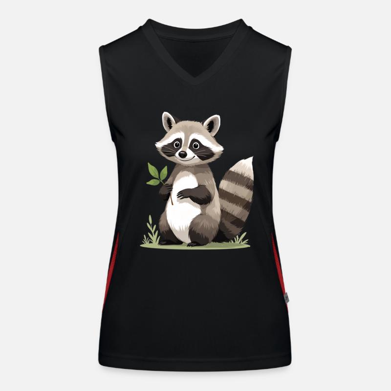 Waschbär mit Blatt Funktionelles Kontrast-Tank Top für Frauen