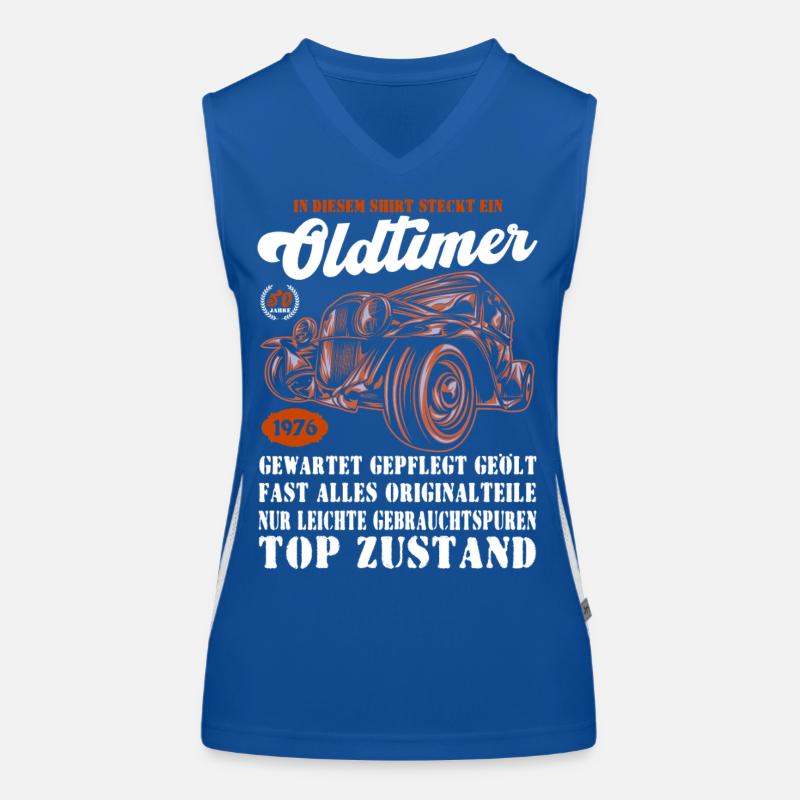 Oldtimer 1976 Retro Auto Illustration 50. Funktionelles Kontrast-Tank Top für Frauen