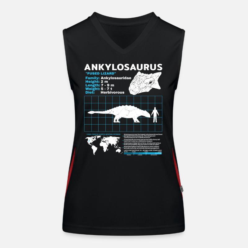 Fiche d’information sur l’Ankylosaurus Débardeur respirant contrasté Femme