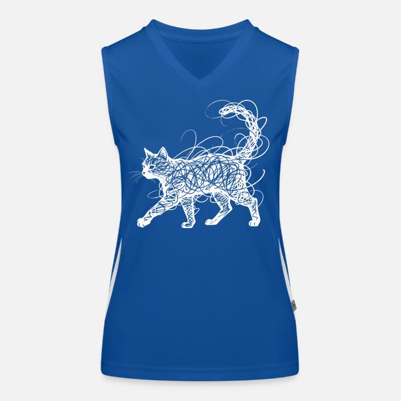 Minimalistisches Scribble Katze Line Art Japanisch Funktionelles Kontrast-Tank Top für Frauen