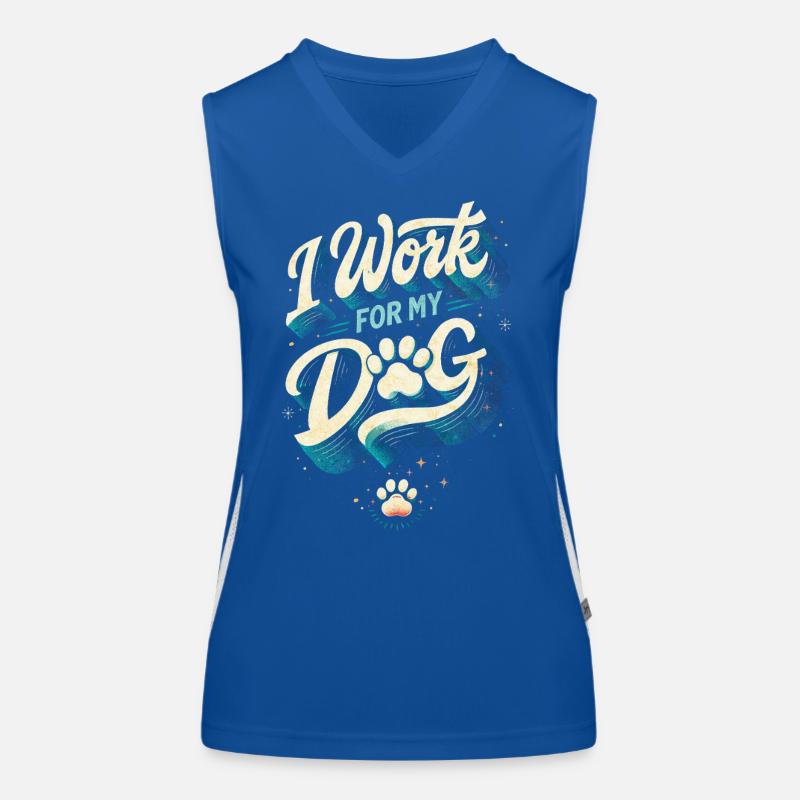 I Work For My Dog Hundebesitzer Funktionelles Kontrast-Tank Top für Frauen