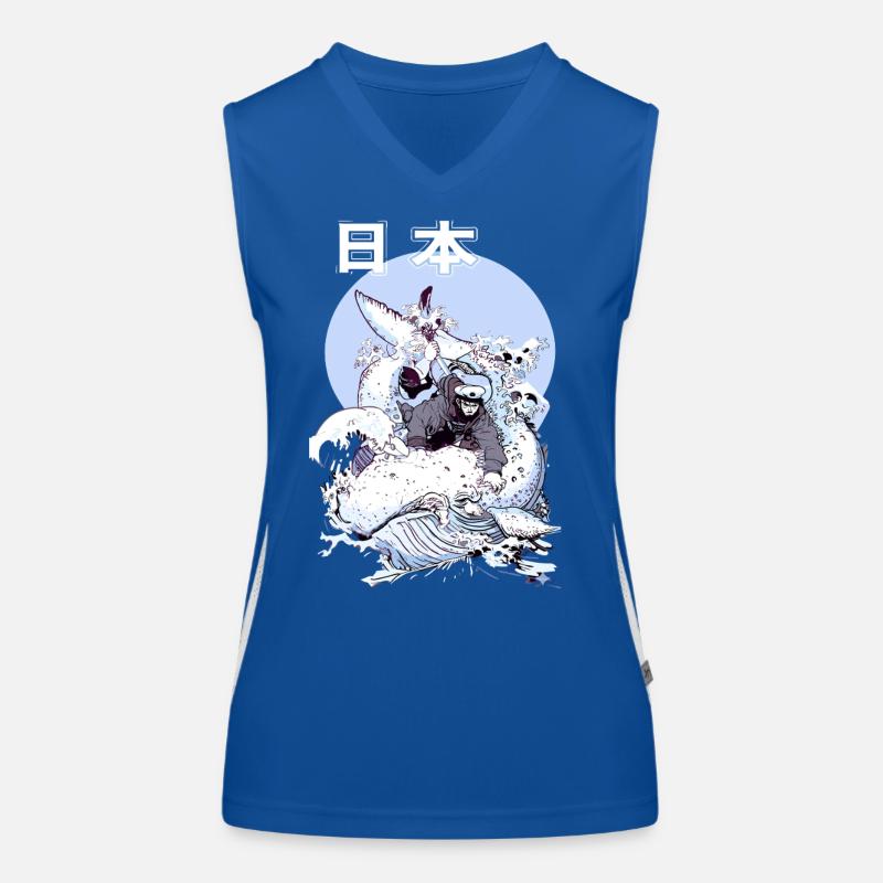 Japanischer Wal Kampf – Ukiyo-e Meereskunst Funktionelles Kontrast-Tank Top für Frauen