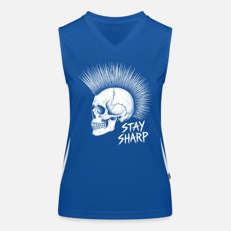 Stay Sharp Punk Skull – Conception du Crâne Iroquois Débardeur respirant contrasté Femme