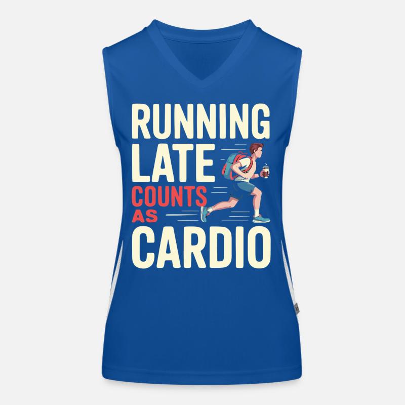 Courir en retard compte comme un design d’humour cardio Débardeur respirant contrasté Femme