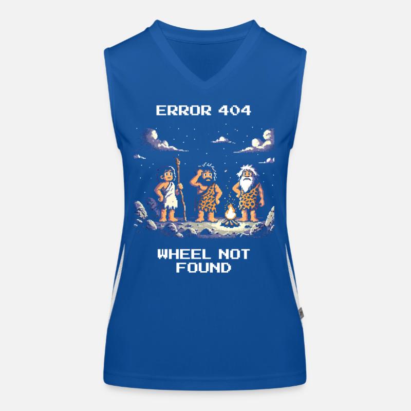 Error 404: Wheel missing | Stone Age Humor Women's Functional Contrast Tank Top