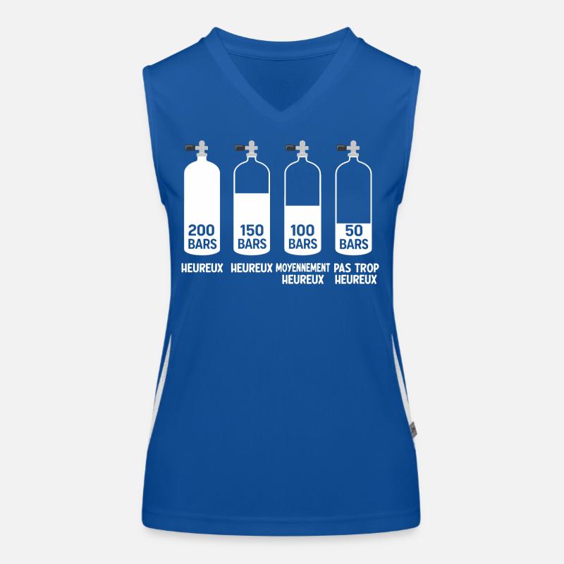 Humor, Tauchen, Glückslevel in Bars Funktionelles Kontrast-Tank Top für Frauen