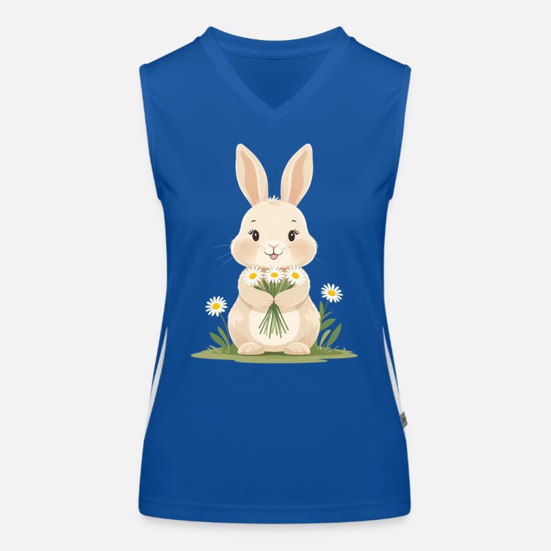 Delicate bunny with daisies Women's Functional Contrast Tank Top