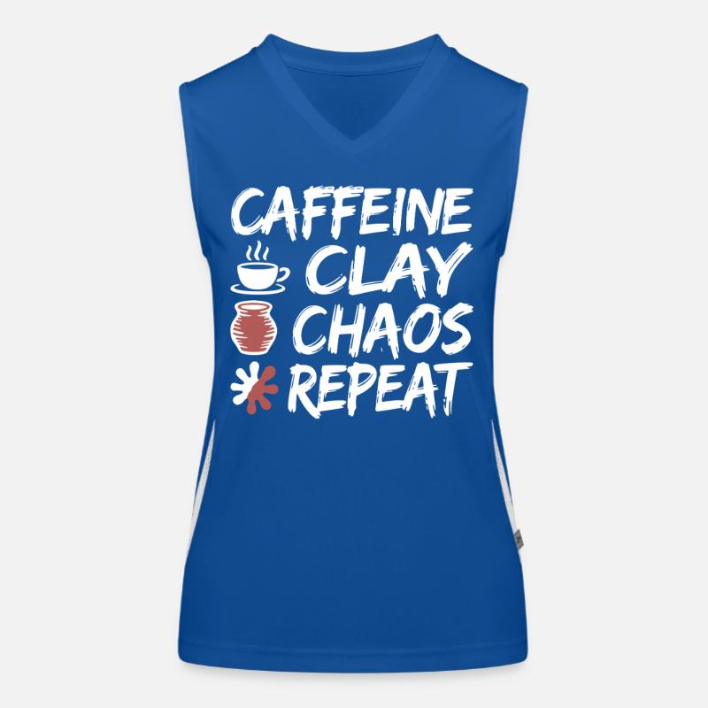 Caffeine Clay Chaos Repeat Design Funktionelles Kontrast-Tank Top für Frauen