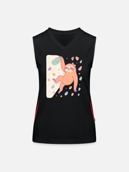 Paresseux de bloc pour femmes et passionnés d’escalade - Débardeur respirant contrasté Femme - noir/rouge - Devant