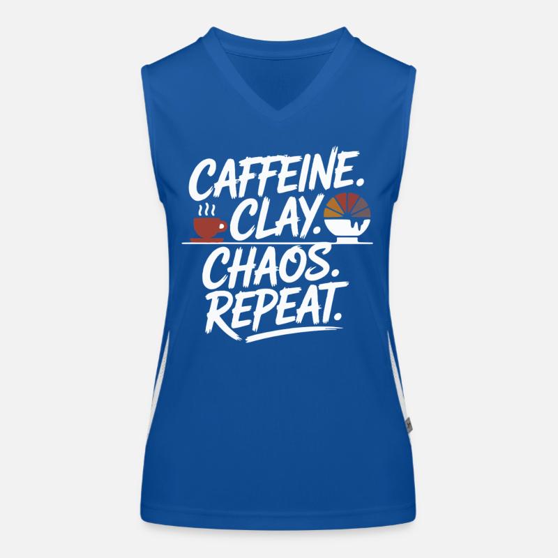 Caffeine Clay Chaos Repeat Design Funktionelles Kontrast-Tank Top für Frauen