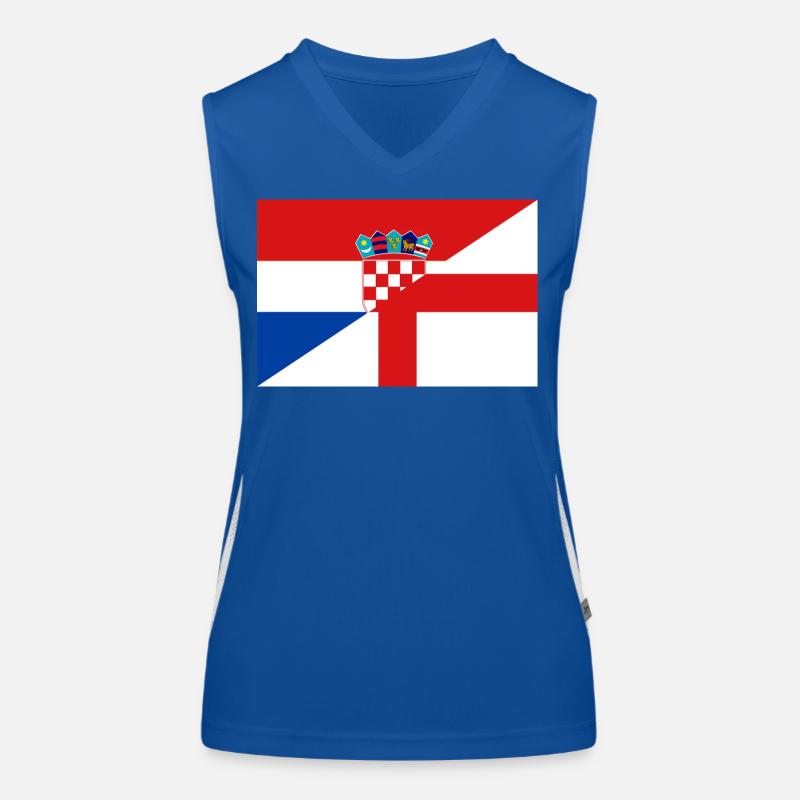 Drapeau de Croatie et Angleterre Débardeur respirant contrasté Femme