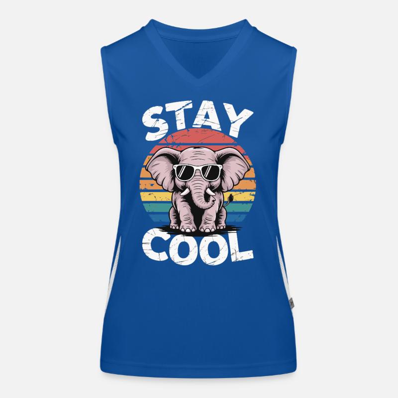 Stay Cool Elefant - Kinder Retro Funktionelles Kontrast-Tank Top für Frauen