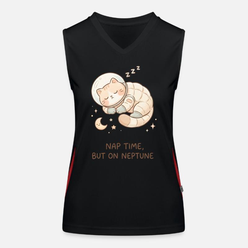 Nap Neptune | Chat de l’espace mignon Débardeur respirant contrasté Femme