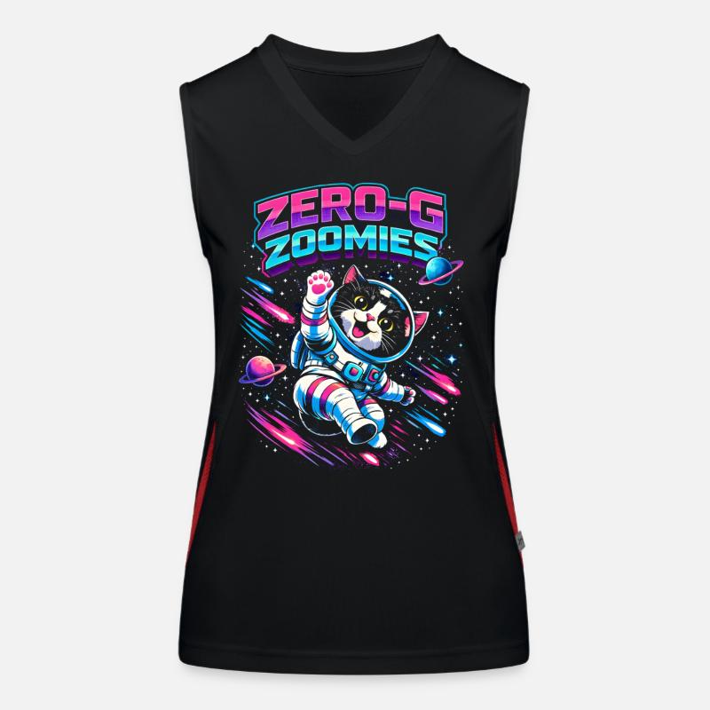 Null-G Zoomies | Astro Cat Space Humor Women's Functional Contrast Tank Top