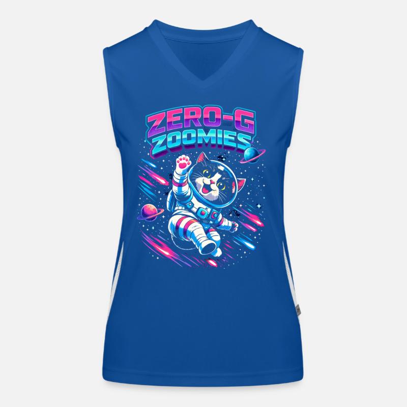 Null-G Zoomies | Astro Cat Space Humor Women's Functional Contrast Tank Top