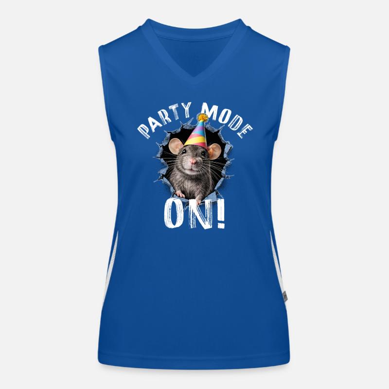 Party Mode: On! – Funny party mouse illustration Women's Functional Contrast Tank Top