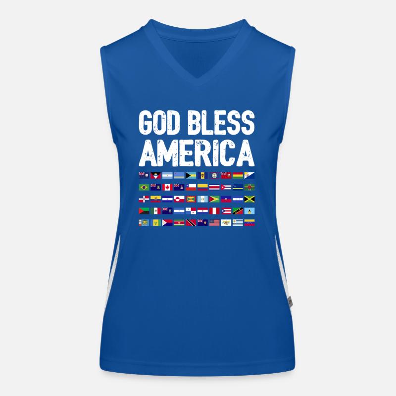 God Bless America Continent All Countries Heritage Women's Functional Contrast Tank Top