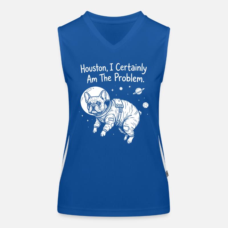 Frenchie in Space – I Certainly Am The Problem Women's Functional Contrast Tank Top