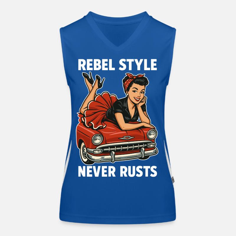 Rockabilly Pin-Up: Rebel Style Never Rusts Retro Funktionelles Kontrast-Tank Top für Frauen