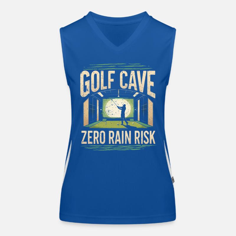 Golfsimulator Golf Cave Zero Rain Risk Funktionelles Kontrast-Tank Top für Frauen