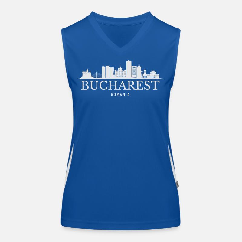 Bukarest Skyline, Bukarest, Rumänien Funktionelles Kontrast-Tank Top für Frauen