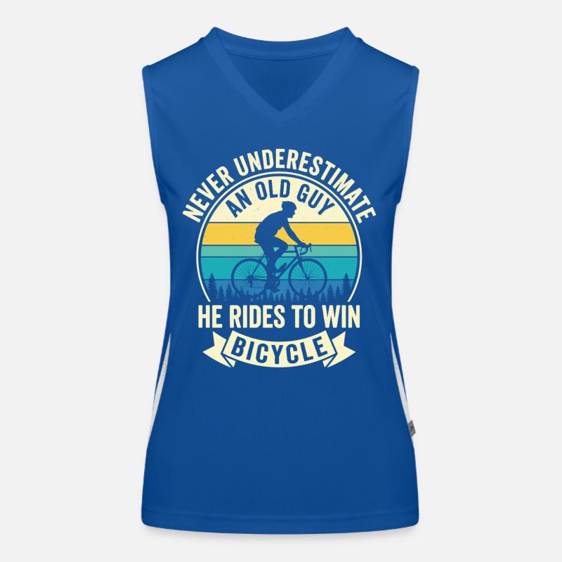 Never Underestimate Old Guy Bicycle Motif Women's Functional Contrast Tank Top