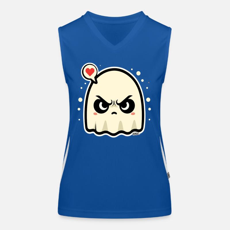 Angry Ghost with Heart Speech Bubble Women's Functional Contrast Tank Top