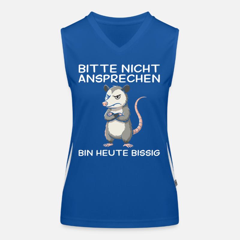 Lustiges Opossum Morgenmuffel: Nicht ansprechen! Funktionelles Kontrast-Tank Top für Frauen