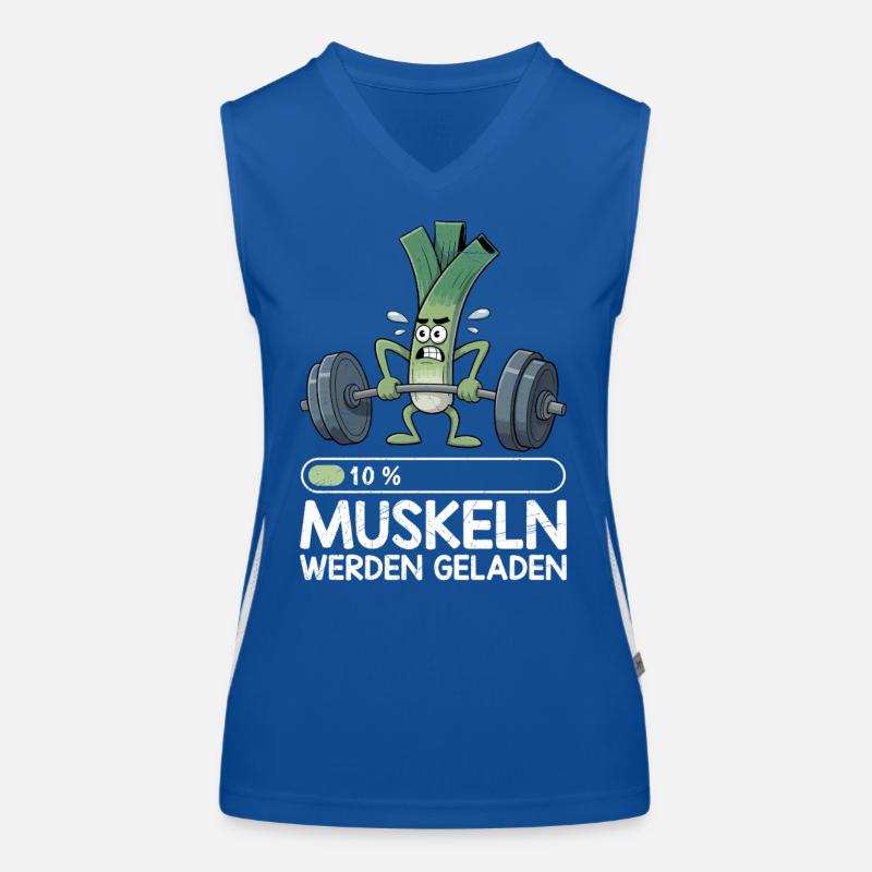 Weightlifter MUSCLES ARE LOADING Funny Women's Functional Contrast Tank Top