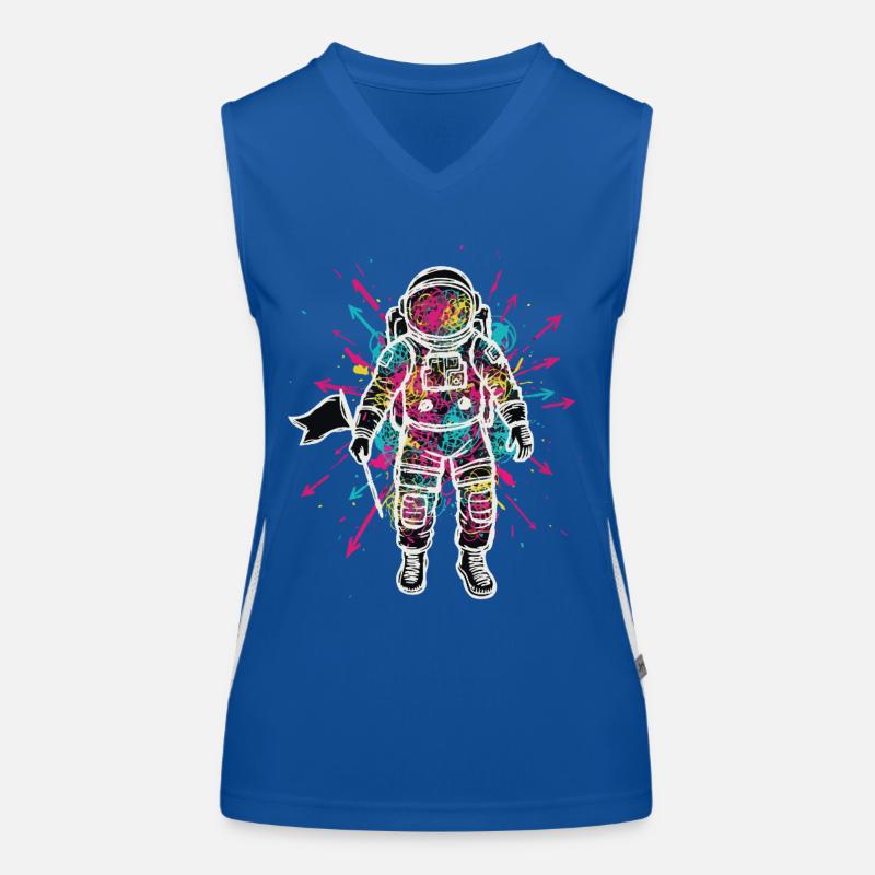 Space Astronaut Scribble Doodles Color Women's Functional Contrast Tank Top