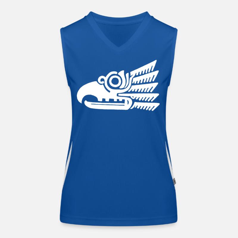 White tribal bird head Women's Functional Contrast Tank Top