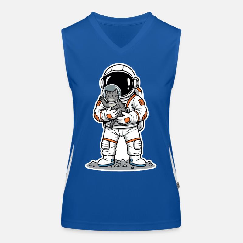Chat Gris Astronaute Espace Câlin Mignon Débardeur respirant contrasté Femme