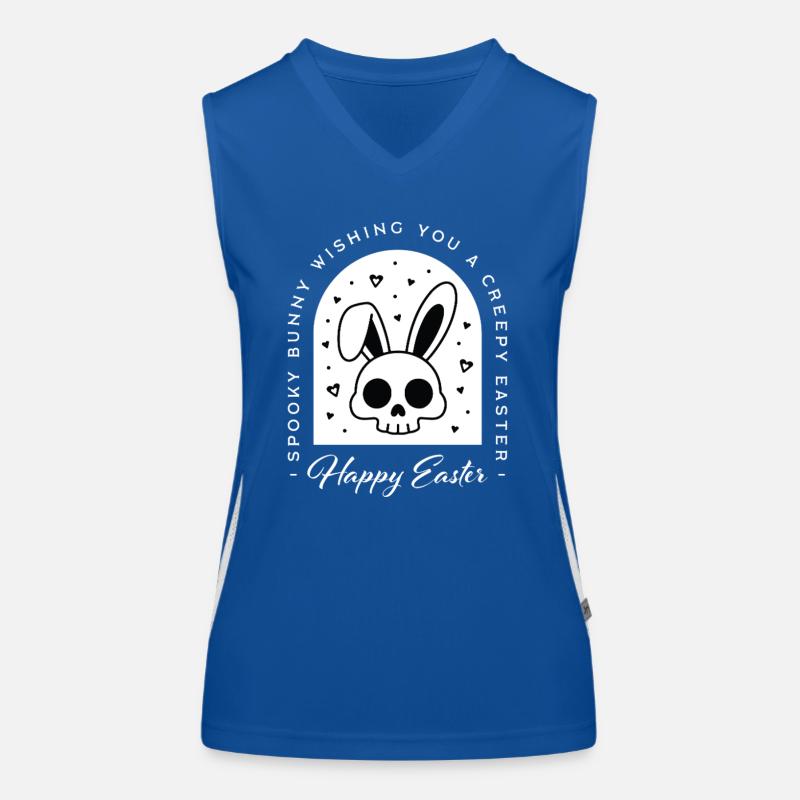Esthétique gothique de crâne de lapin de Pâques effrayante Débardeur respirant contrasté Femme