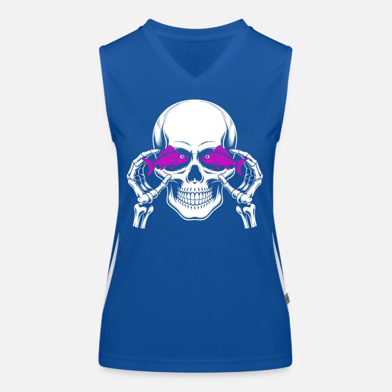 Skull and crossbones with fish Women's Functional Contrast Tank Top