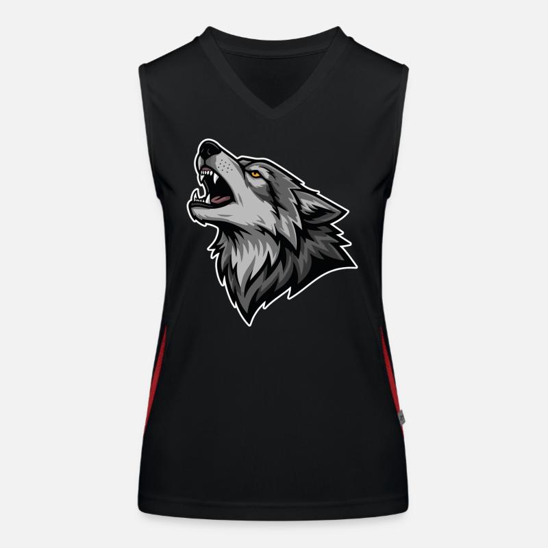 Loup Gris Hurlant Lune Sauvage Logo Wolf Débardeur respirant contrasté Femme