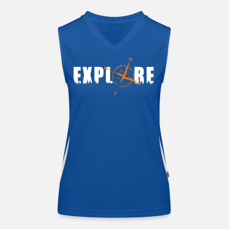 Explore Motiv mit einem Kompass Funktionelles Kontrast-Tank Top für Frauen