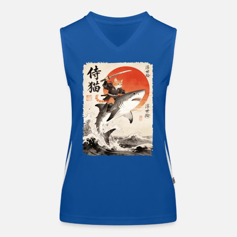 Samurai Katze, Japanischer Krieger & Kämpfer, Hai Funktionelles Kontrast-Tank Top für Frauen