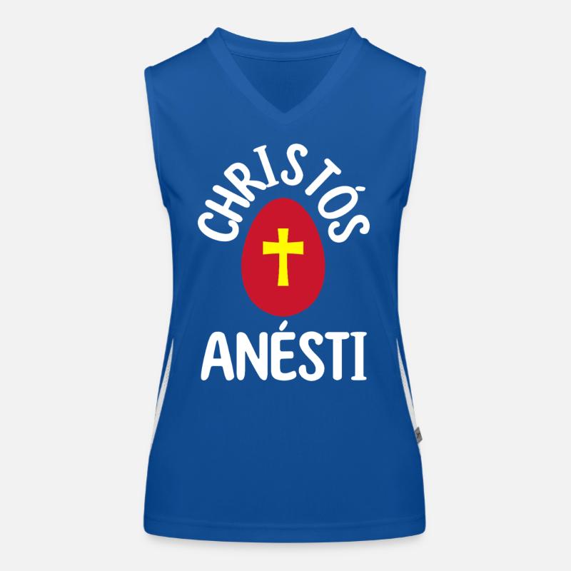 Christos Anesti Greek Easter Egg Happy Easter Women's Functional Contrast Tank Top
