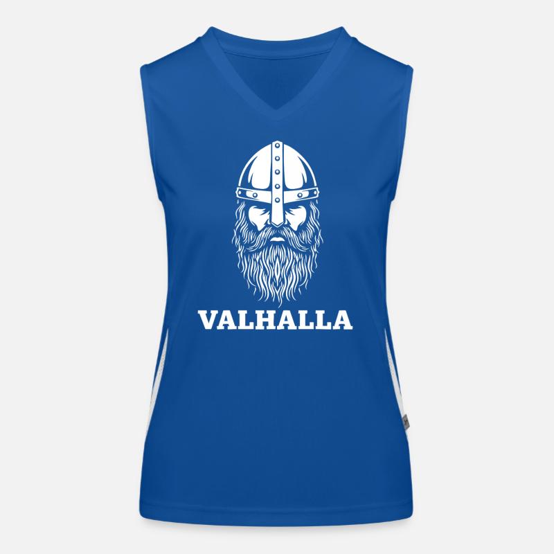 Wikingerkrieger Valhalla Nordisches Helm-Maskottchen Funktionelles Kontrast-Tank Top für Frauen