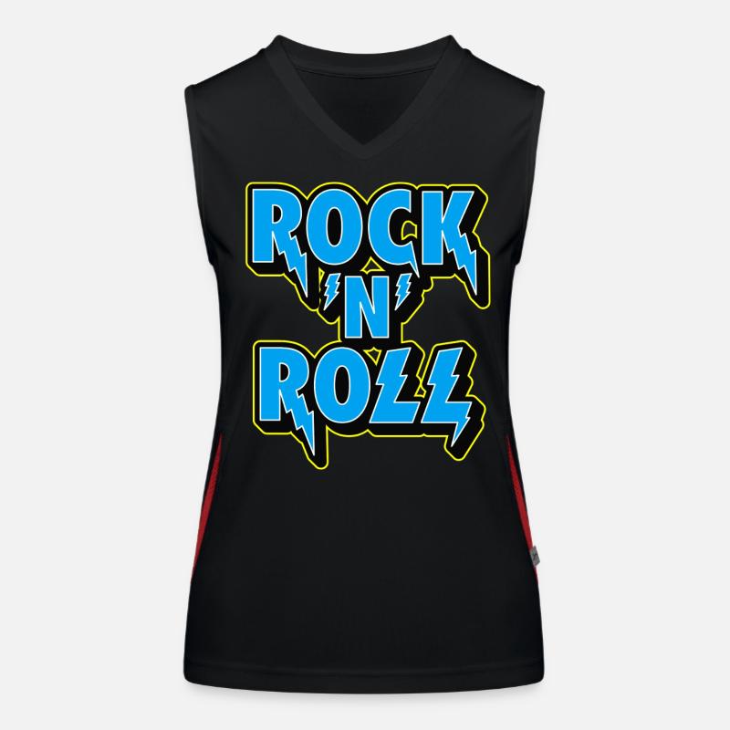 Rock 'N' Roll Typographic 3D Logo Women's Functional Contrast Tank Top