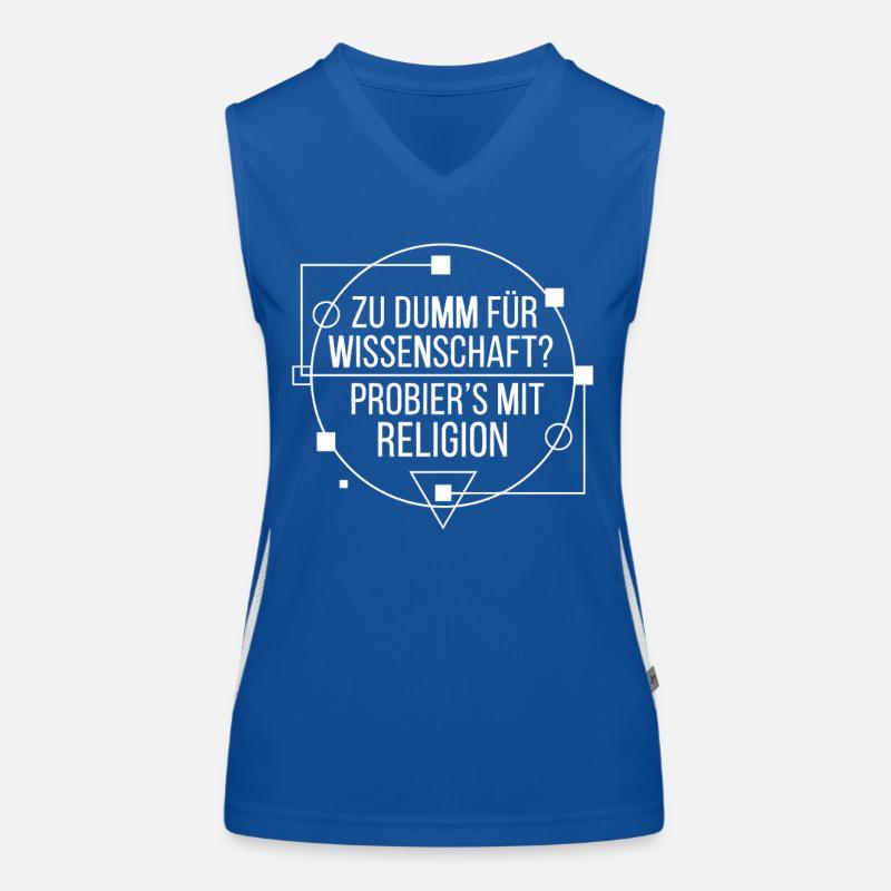 Atheismus Wissenschaft Spruch Funktionelles Kontrast-Tank Top für Frauen