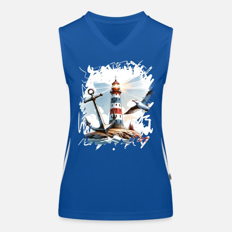 Leuchtturm Anker Möwe Funktionelles Kontrast-Tank Top für Frauen